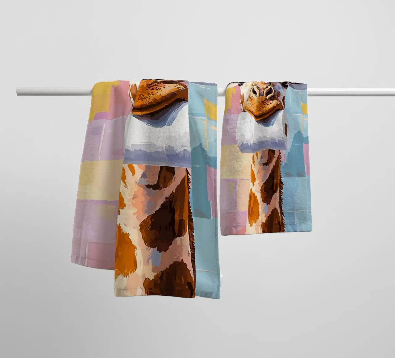 Giraffe met wc-rol badhanddoek van JoyWalkerShop