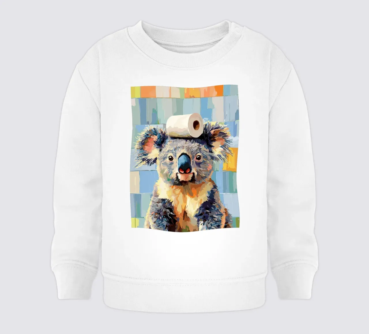 Koala con carta igienica in testa felpa neonato da JoyWalkerShop