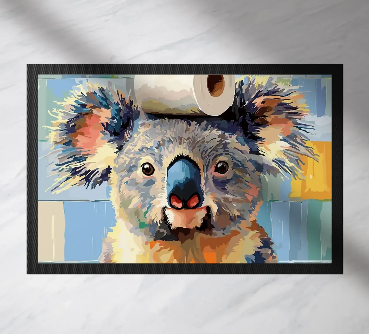 Koala con carta igienica in testa zerbino da JoyWalkerShop