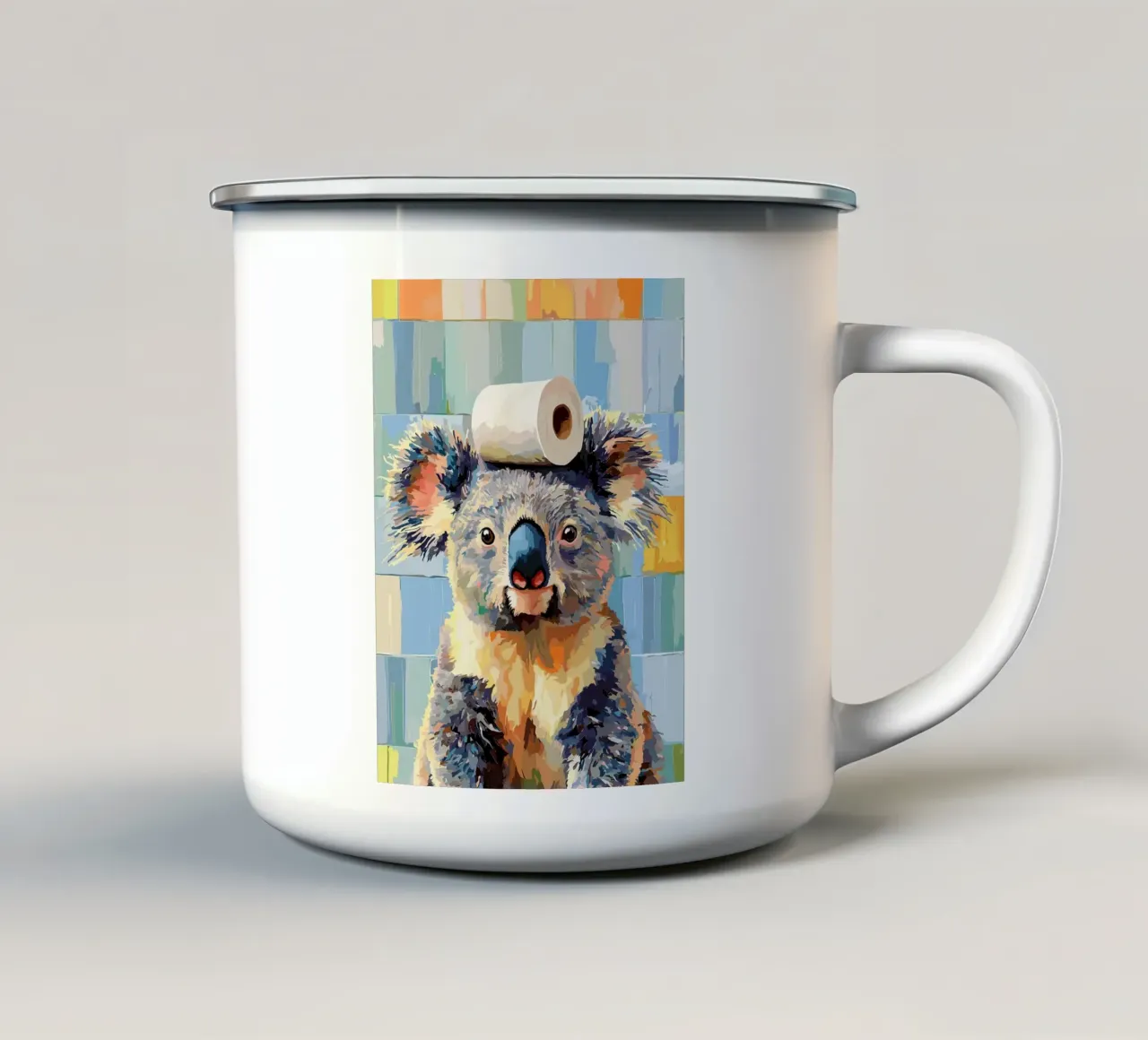 Koala con carta igienica in testa tazza in smalto da JoyWalkerShop