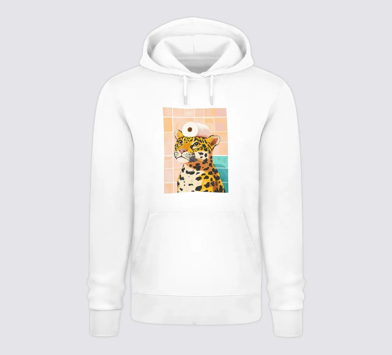 Leopardo con carta igienica in testa felpa con cappuccio da JoyWalkerShop