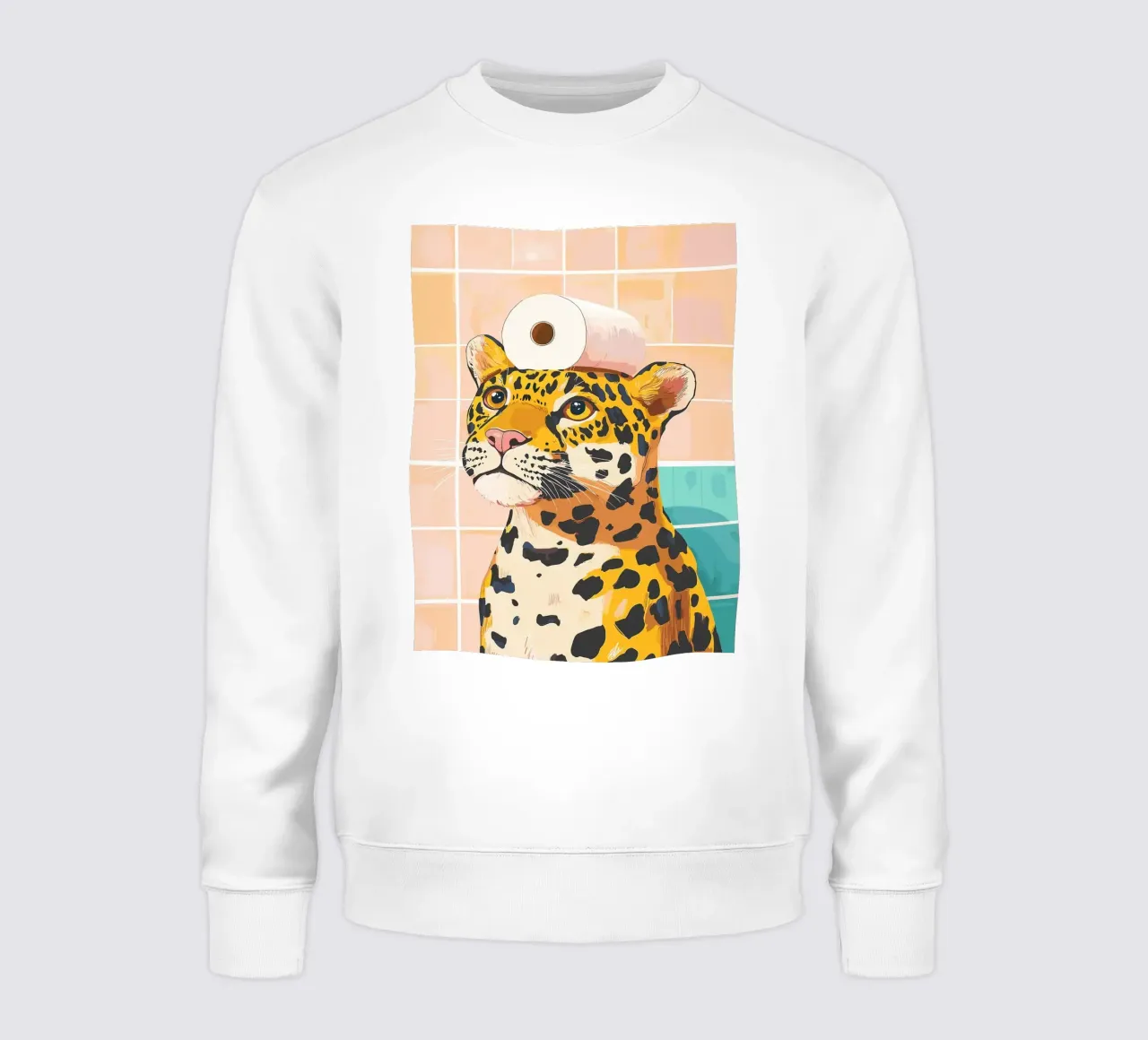 Leopardo con carta igienica in testa felpa da JoyWalkerShop