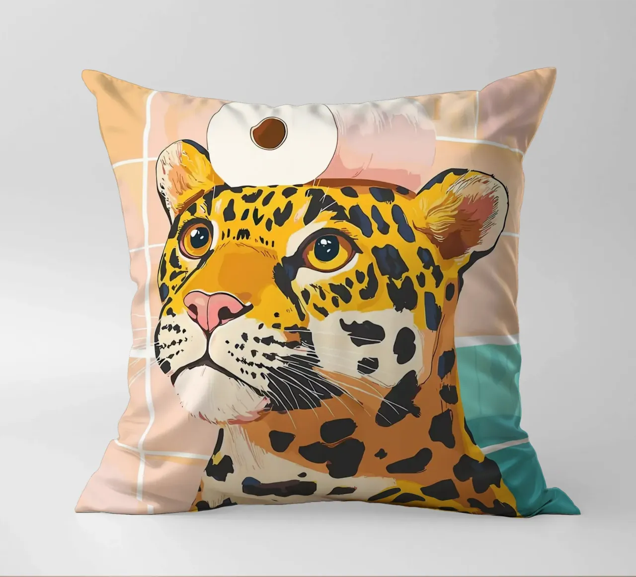 Leopardo con carta igienica in testa cuscino da JoyWalkerShop