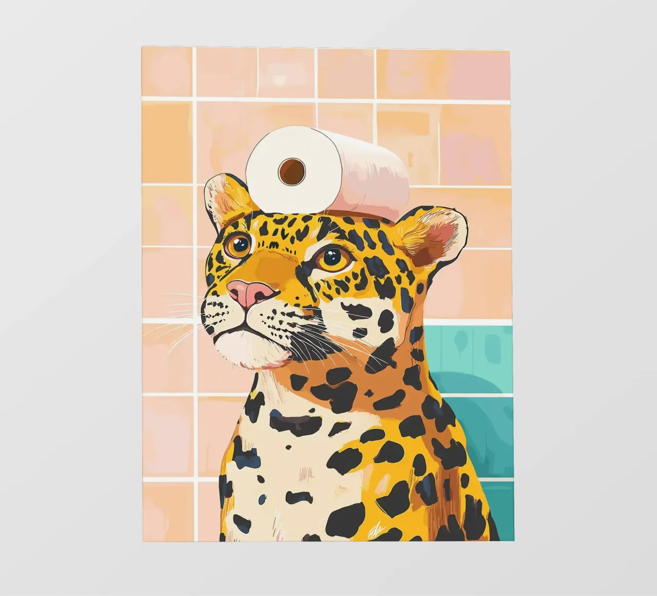 Leopardo con carta igienica in testa pellicola backlit da JoyWalkerShop
