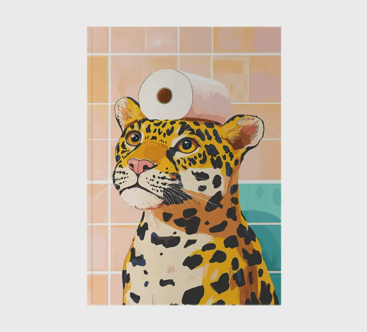 Leopard with Toilet Paper on Head notebook by JoyWalkerShop