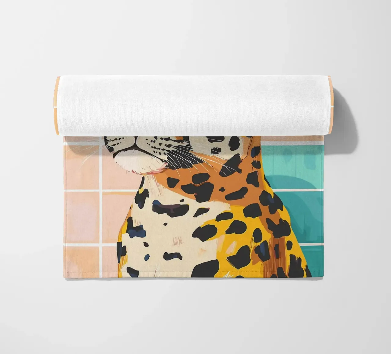 Leopardo con carta igienica in testa telo mare da JoyWalkerShop