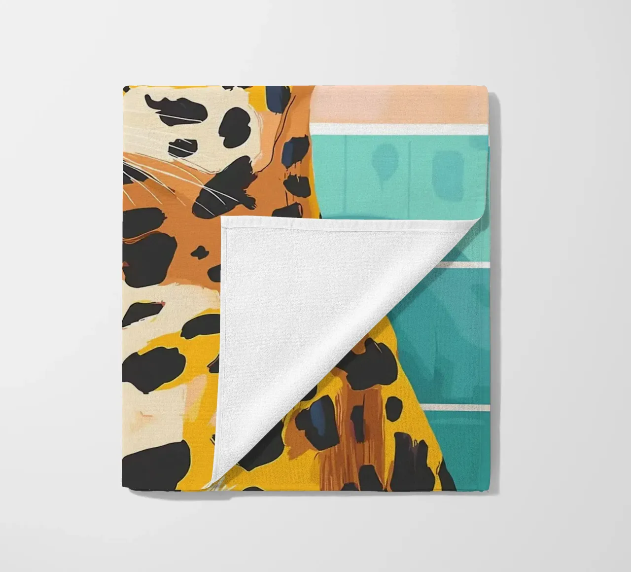 Leopardo con carta igienica in testa telo mare da JoyWalkerShop