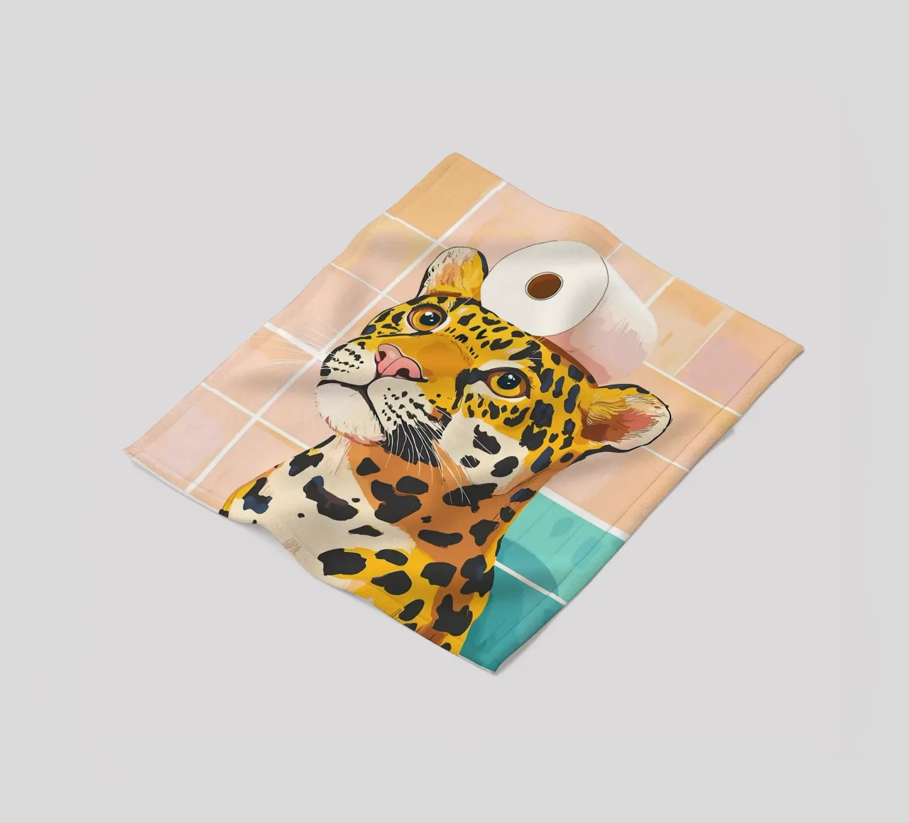 Leopardo con carta igienica in testa coperta in pile da JoyWalkerShop