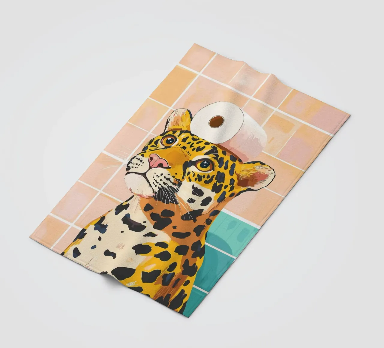 Leopardo con carta igienica in testa coperta in pile da JoyWalkerShop