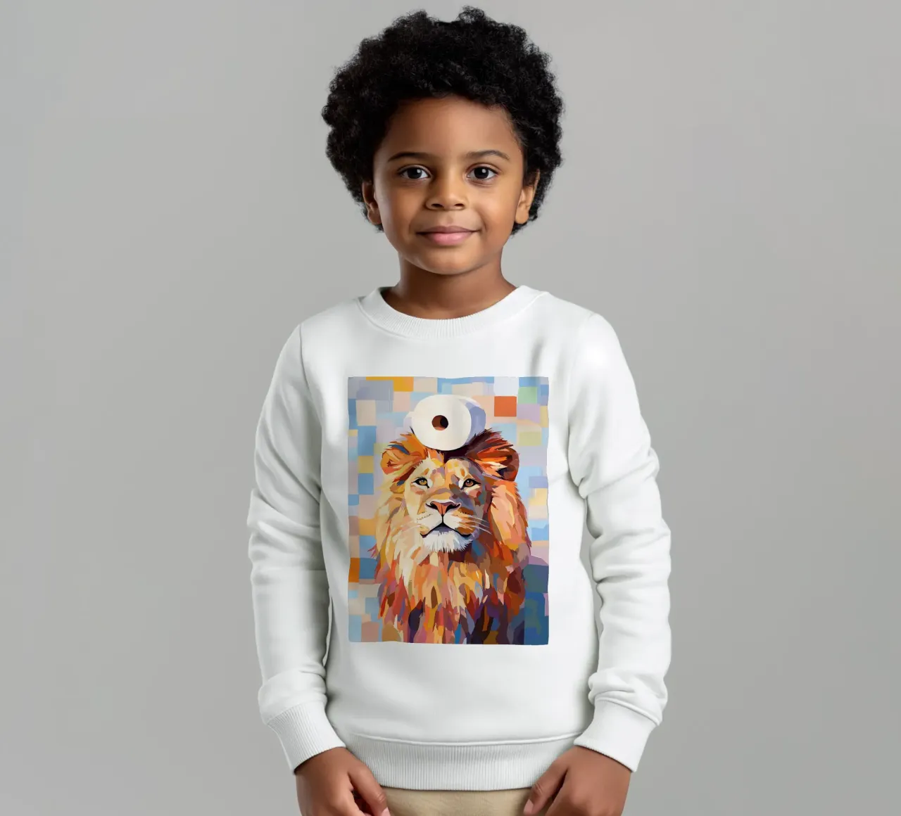 Leone con cappello a rotolo di carta igienica felpa bambino da JoyWalkerShop