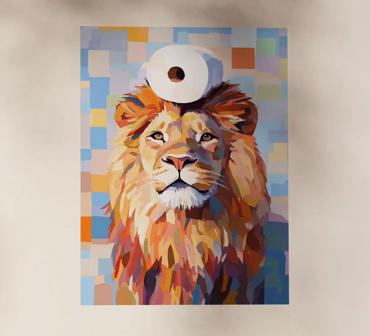 Leone con cappello a rotolo di carta igienica pellicola backlit da JoyWalkerShop