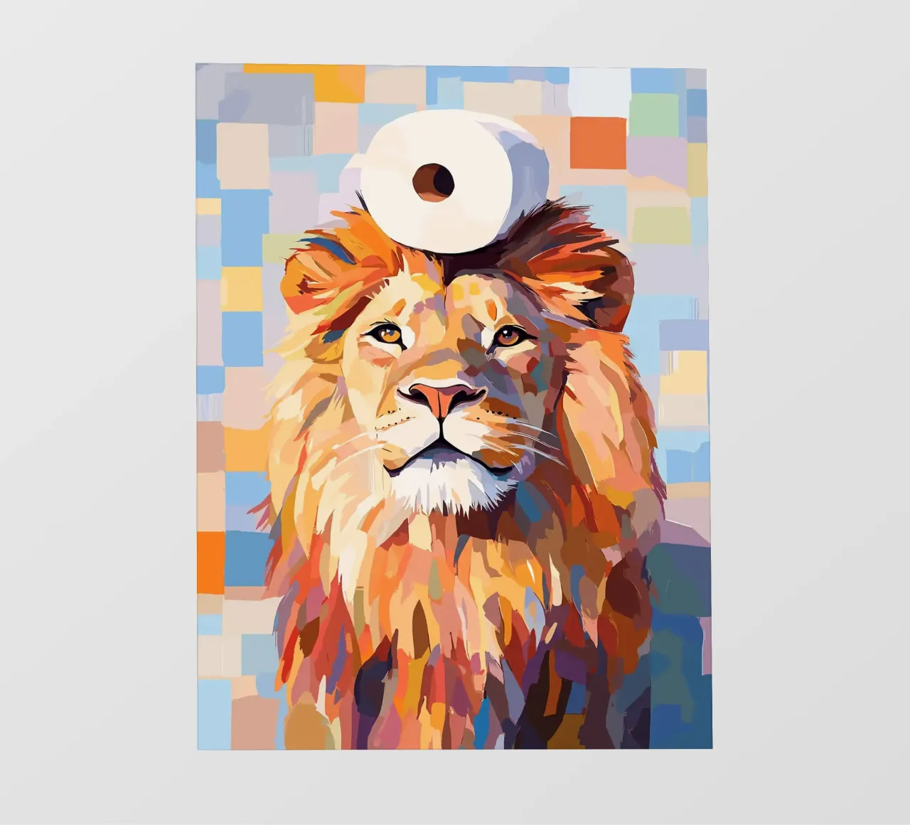 Leone con cappello a rotolo di carta igienica pellicola backlit da JoyWalkerShop