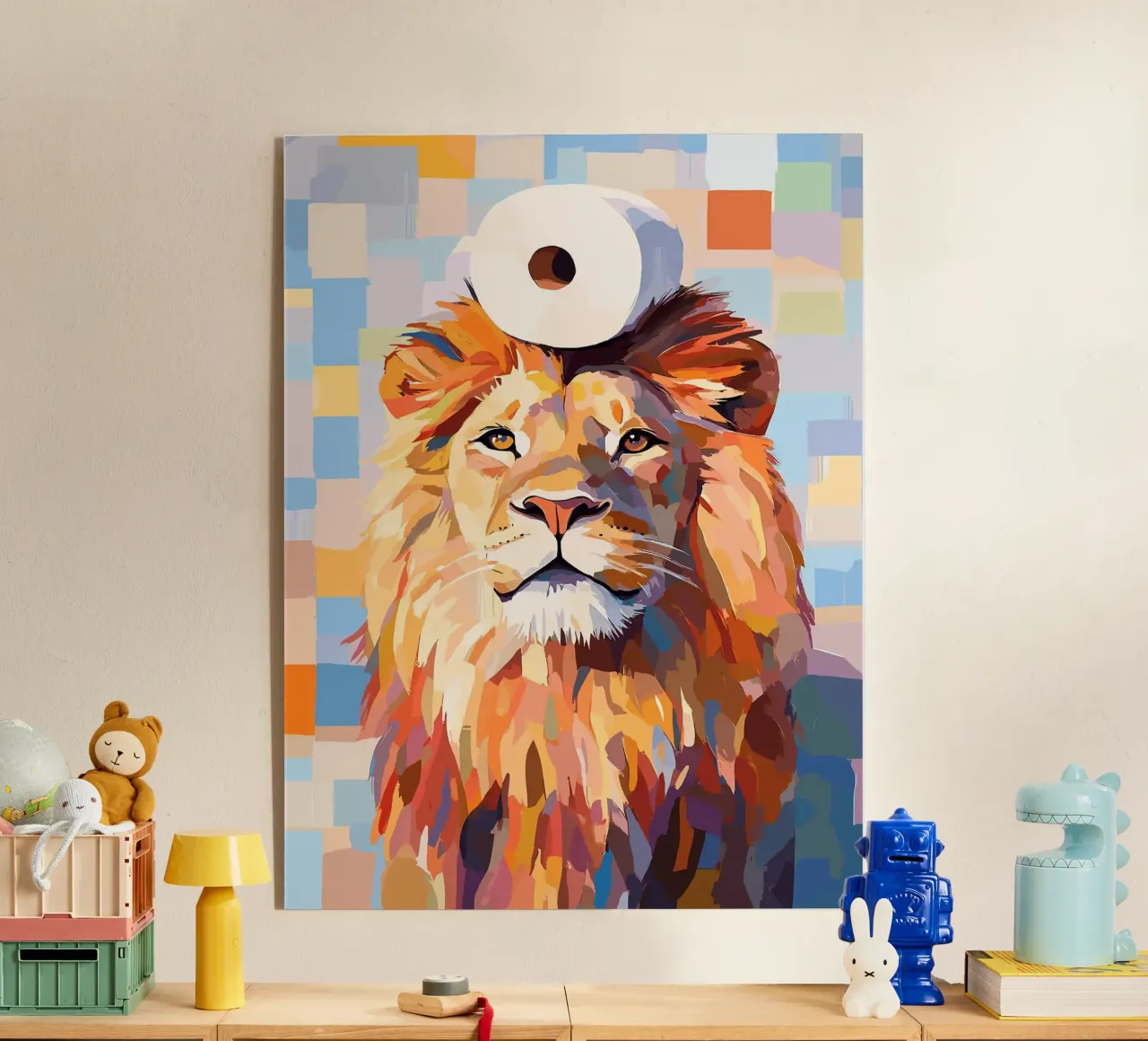 Leone con cappello a rotolo di carta igienica plexiglass da JoyWalkerShop