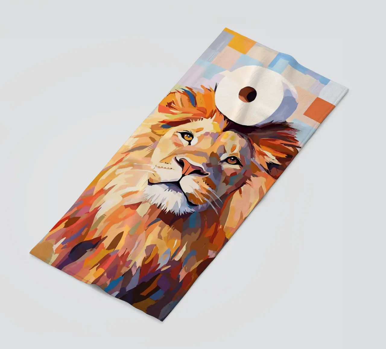 Leone con cappello a rotolo di carta igienica telo mare da JoyWalkerShop