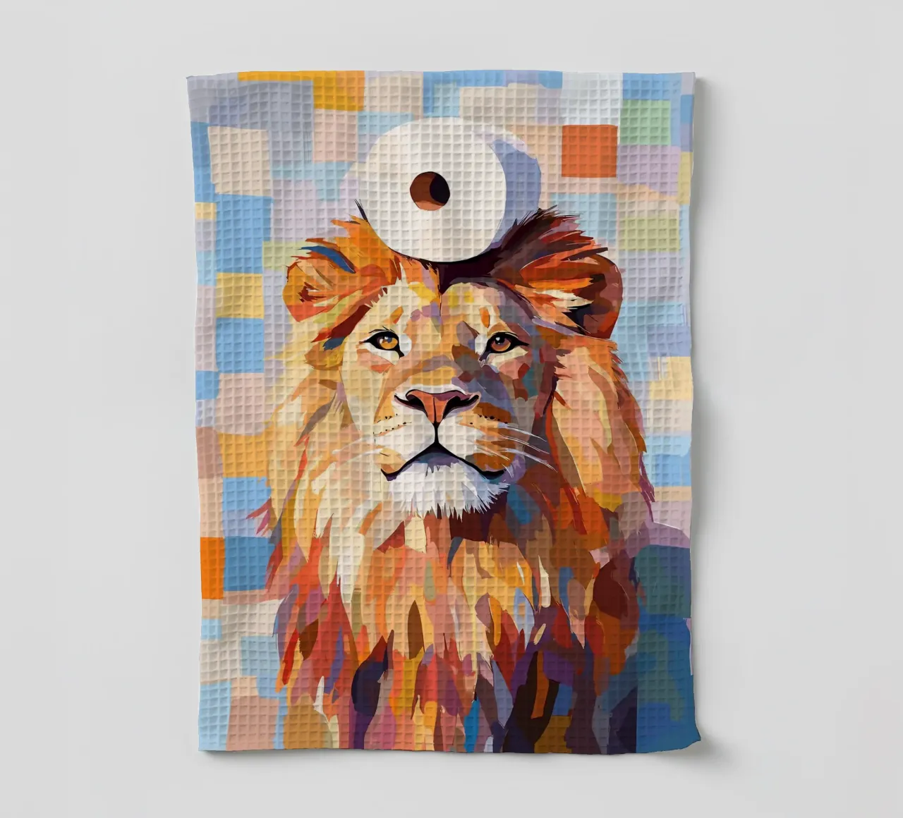Leone con cappello a rotolo di carta igienica canovaccio da cucina da JoyWalkerShop