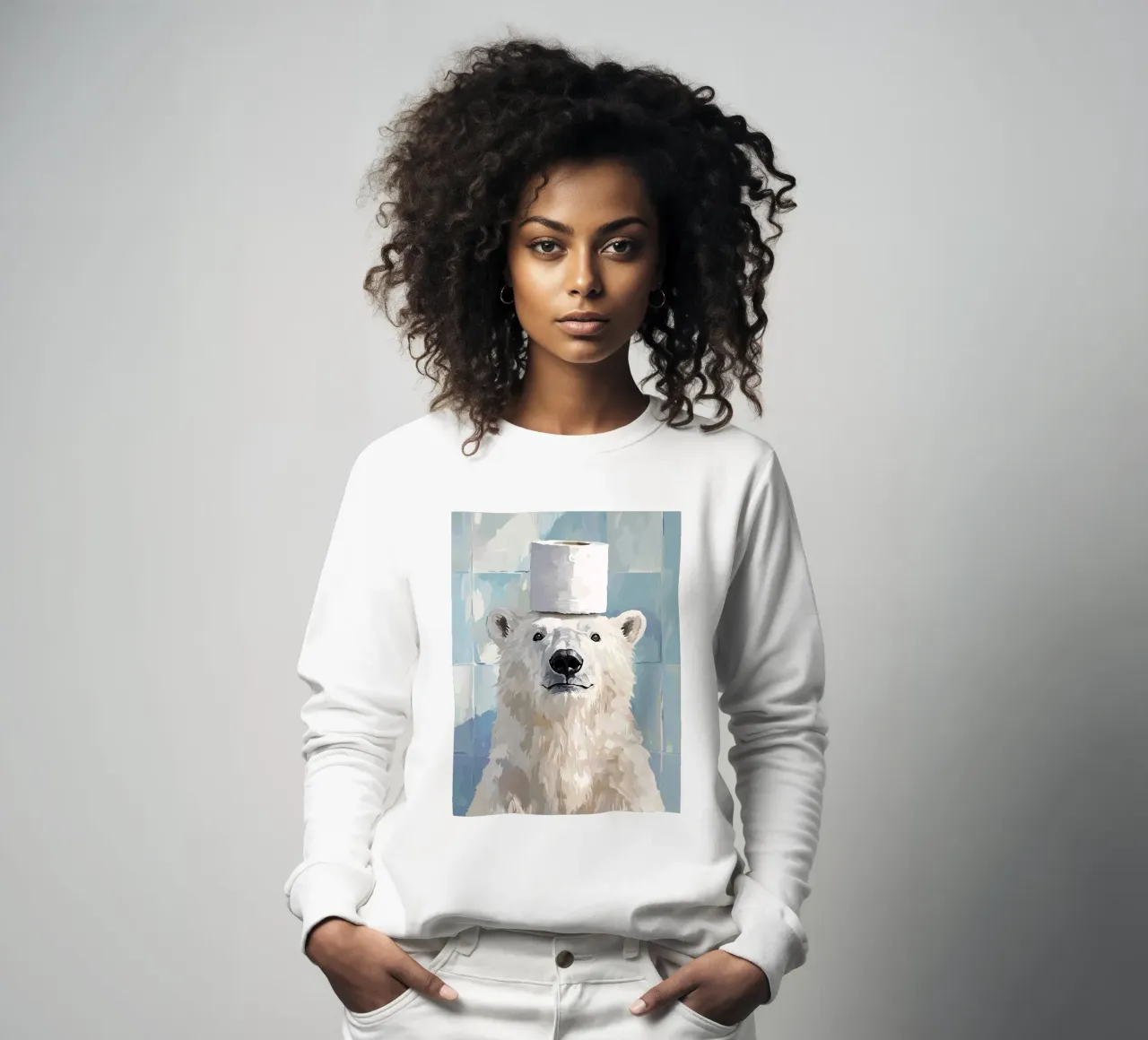 Ours polaire avec chapeau en papier hygiénique sweat de JoyWalkerShop