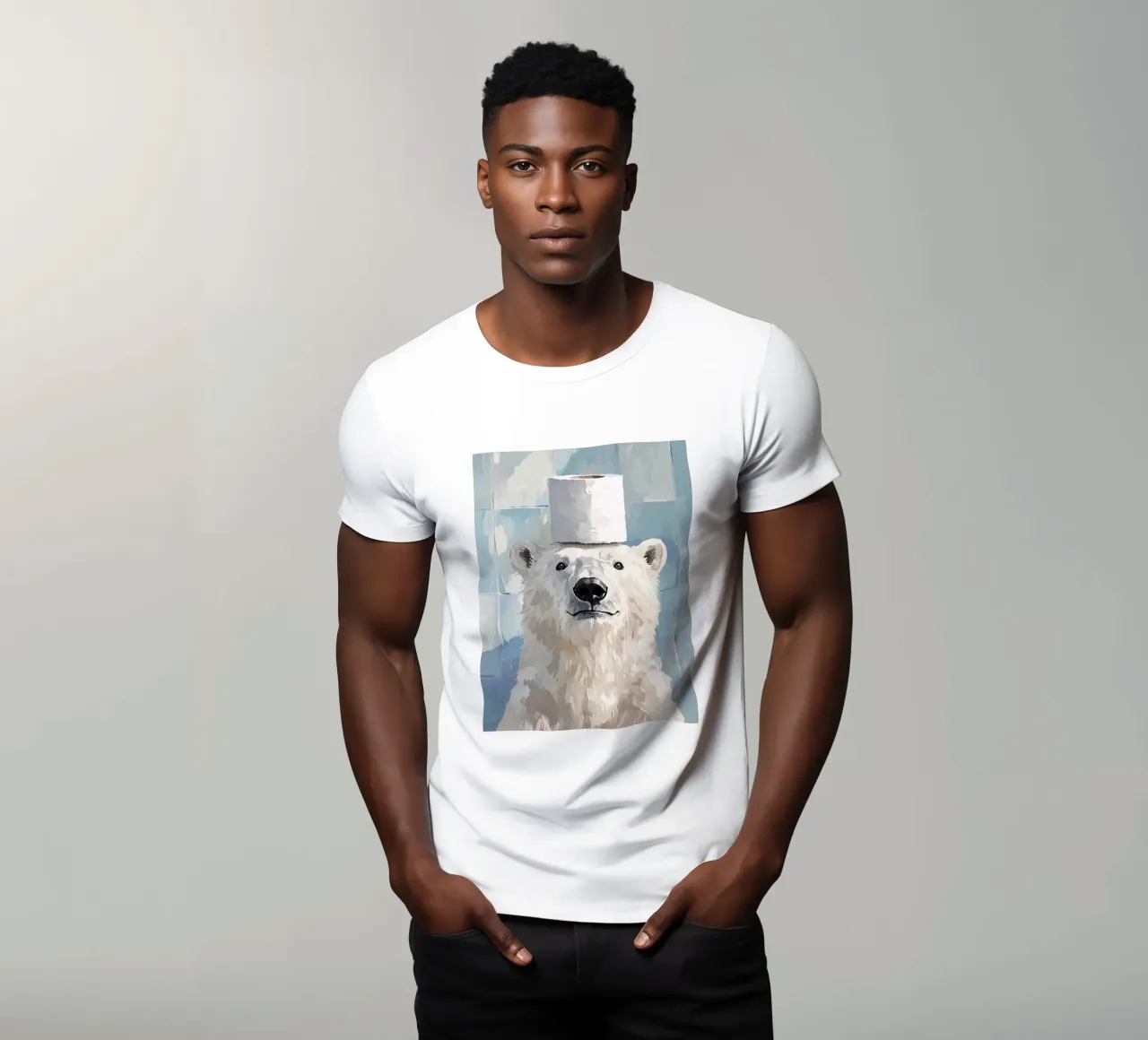 Orso polare con cappello di carta igienica t-shirt da JoyWalkerShop