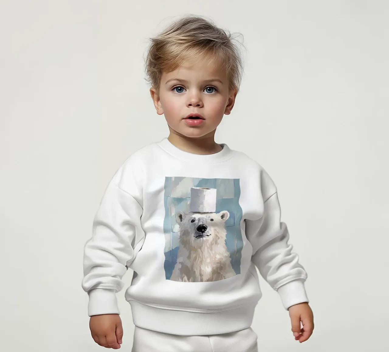 Orso polare con cappello di carta igienica felpa neonato da JoyWalkerShop