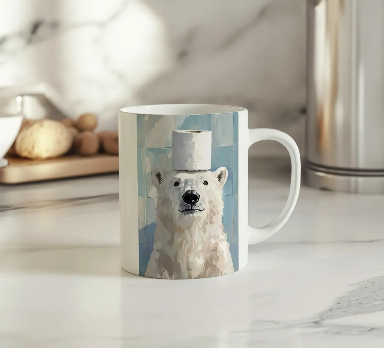 Orso polare con cappello di carta igienica tazza in ceramica da JoyWalkerShop
