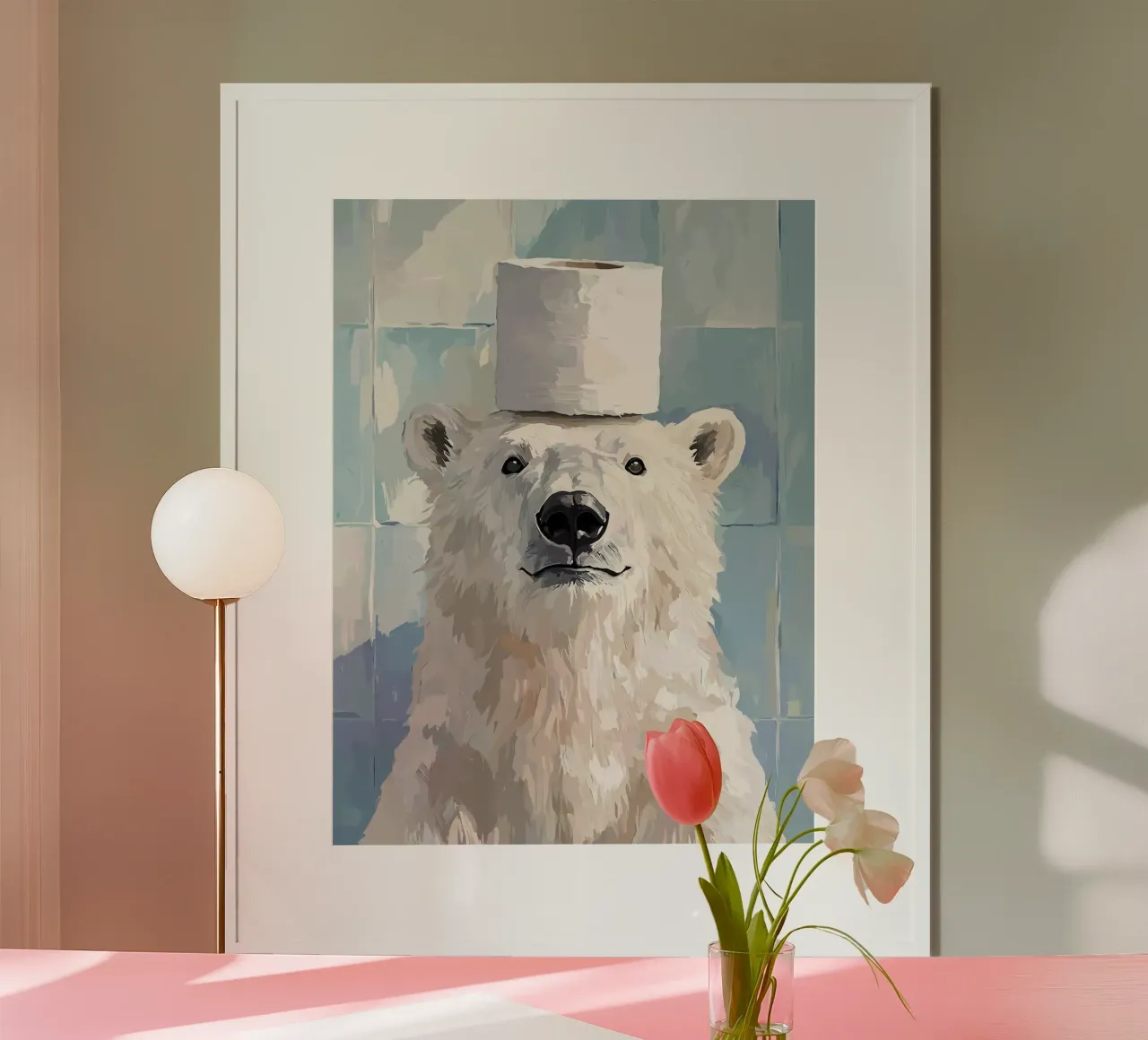 Orso polare con cappello di carta igienica carta hahnemühle da JoyWalkerShop