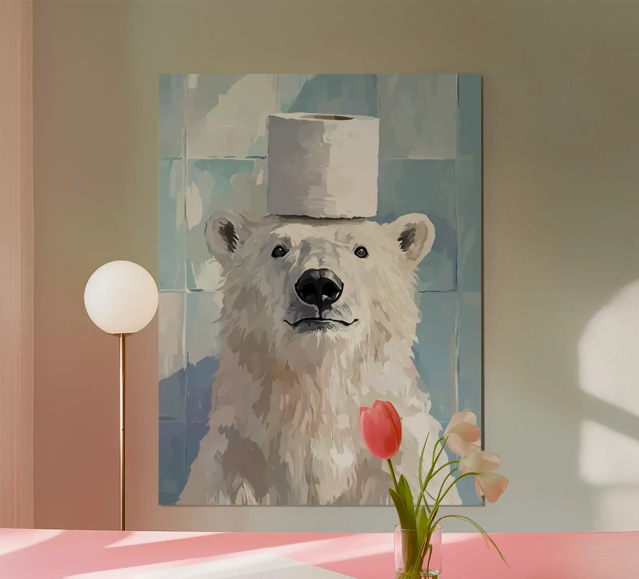 Orso polare con cappello di carta igienica carta hahnemühle da JoyWalkerShop
