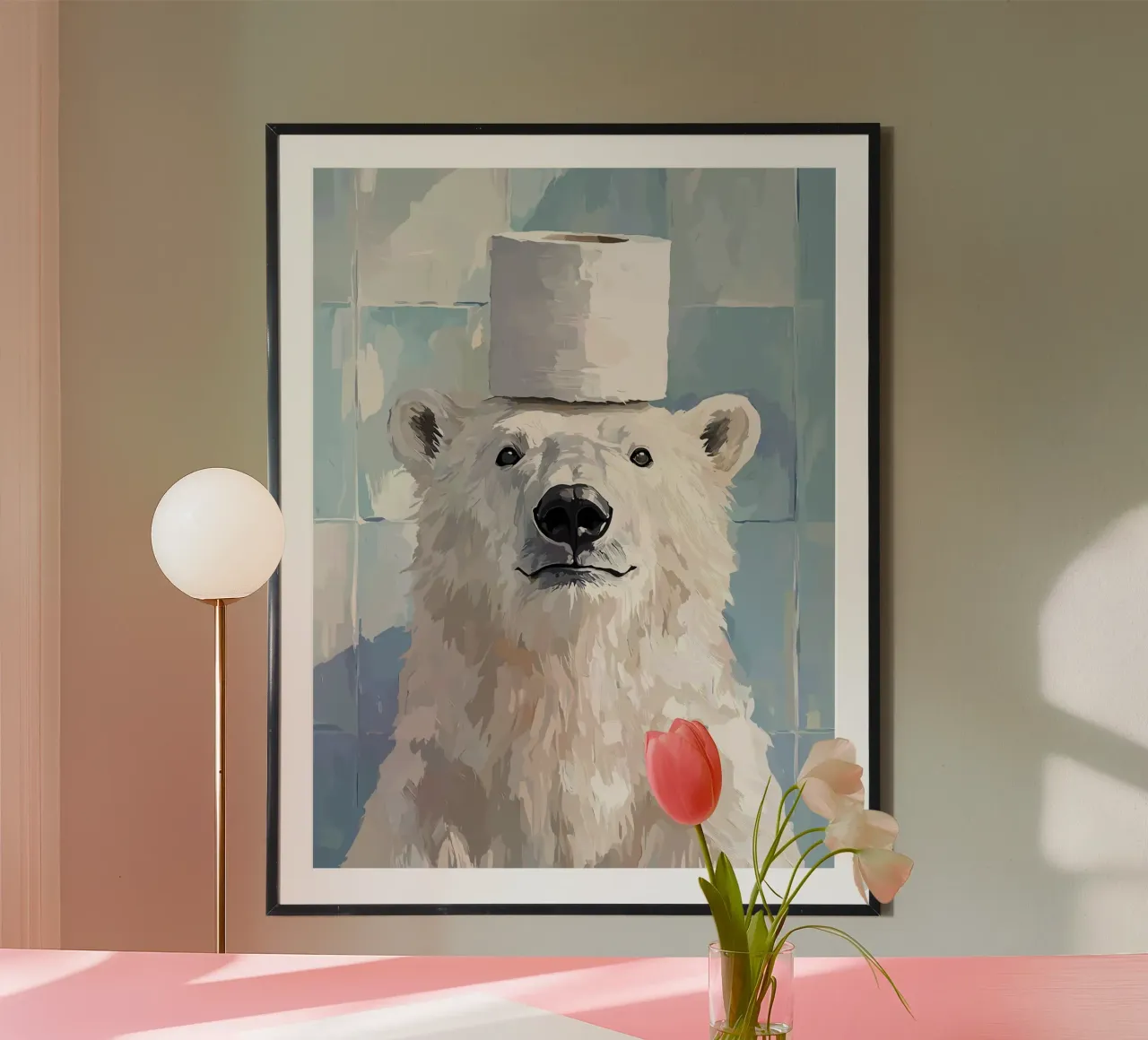 Orso polare con cappello di carta igienica carta hahnemühle da JoyWalkerShop