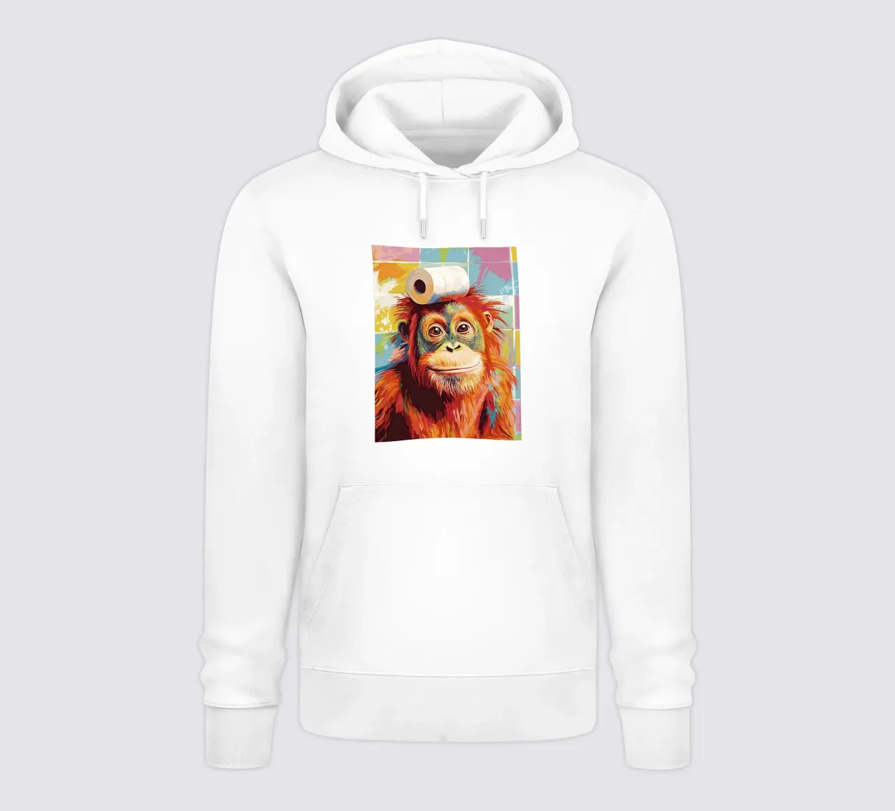 Orangutan con carta igienica sulla testa felpa con cappuccio da JoyWalkerShop