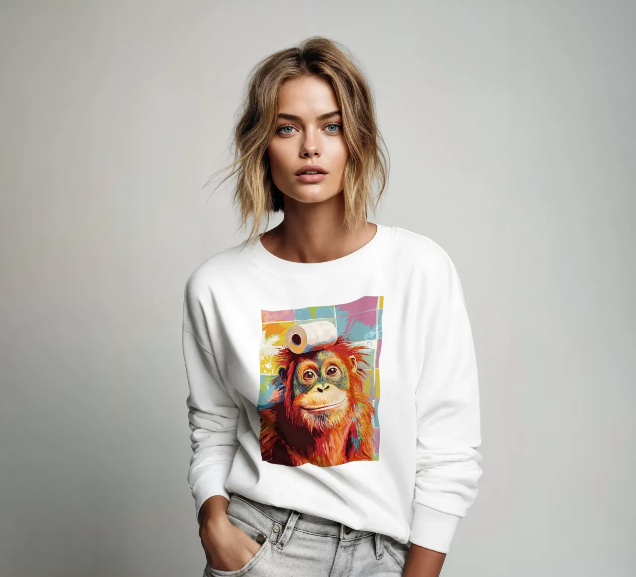 Orangutan con carta igienica sulla testa felpa da JoyWalkerShop