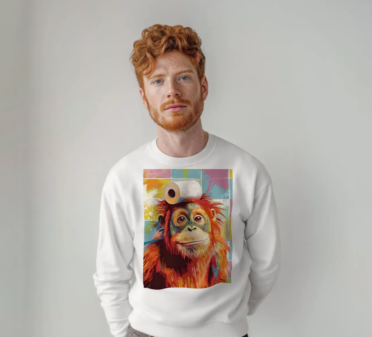 Orangutan con carta igienica sulla testa felpa da JoyWalkerShop