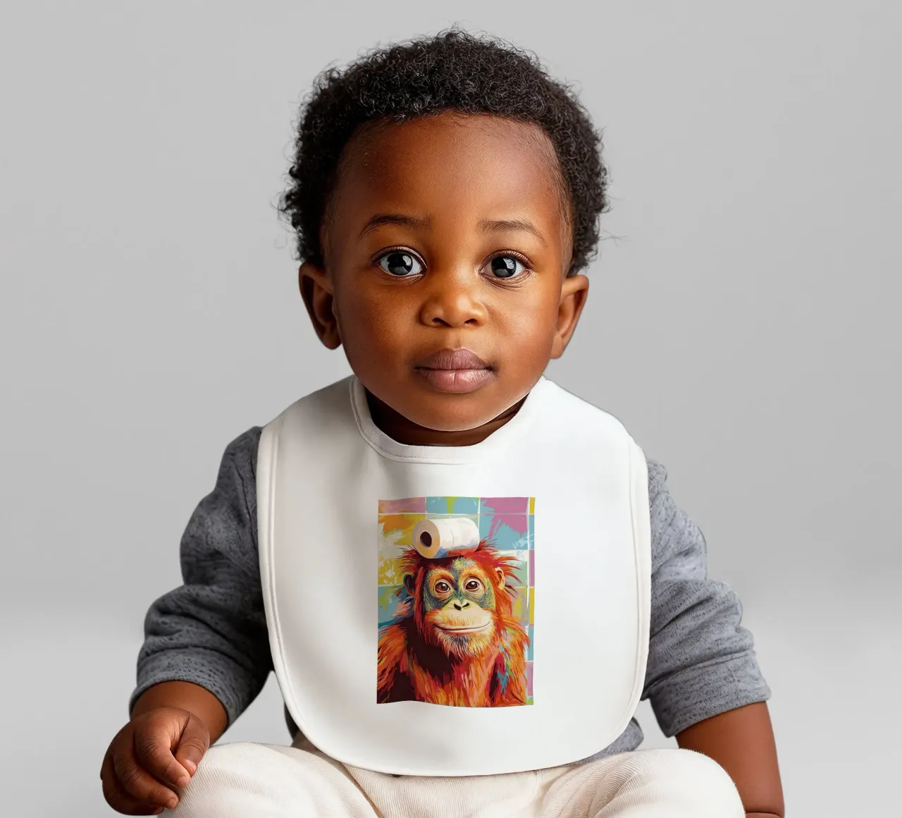 Orangutan con carta igienica sulla testa bavaglino da JoyWalkerShop