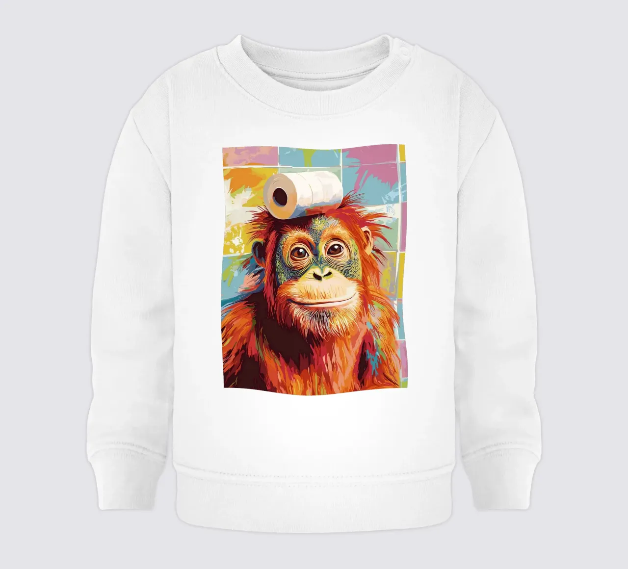 Orangutan con carta igienica sulla testa felpa neonato da JoyWalkerShop