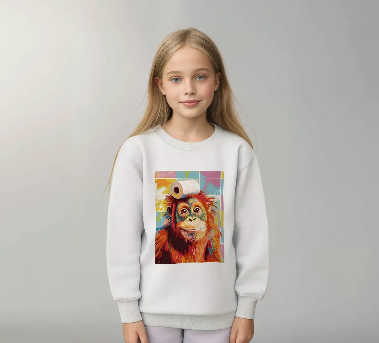 Orangutan con carta igienica sulla testa felpa bambino da JoyWalkerShop