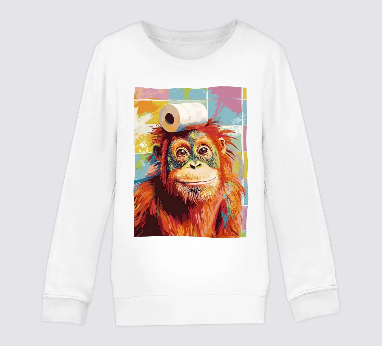 Orangutan con carta igienica sulla testa felpa bambino da JoyWalkerShop