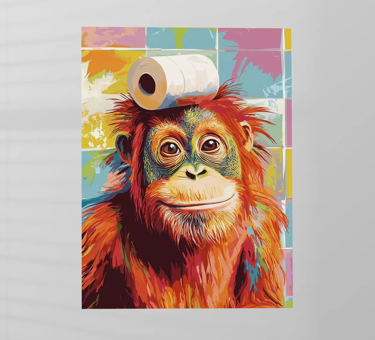 Orangutan con carta igienica sulla testa pellicola backlit da JoyWalkerShop