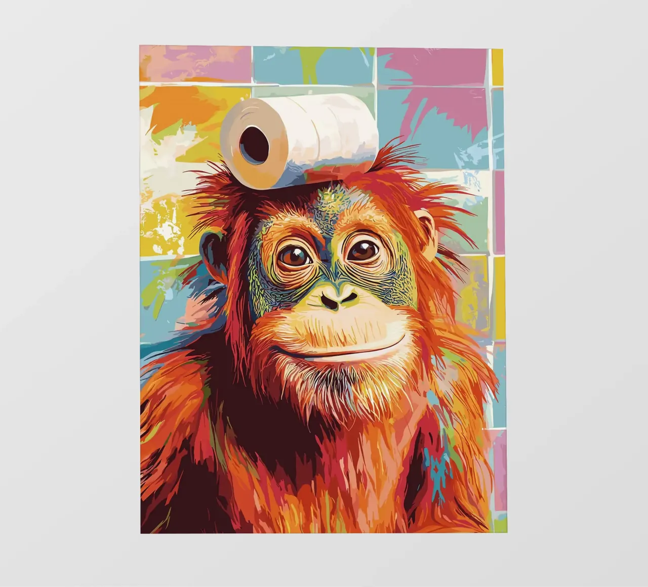Orangutan con carta igienica sulla testa pellicola backlit da JoyWalkerShop