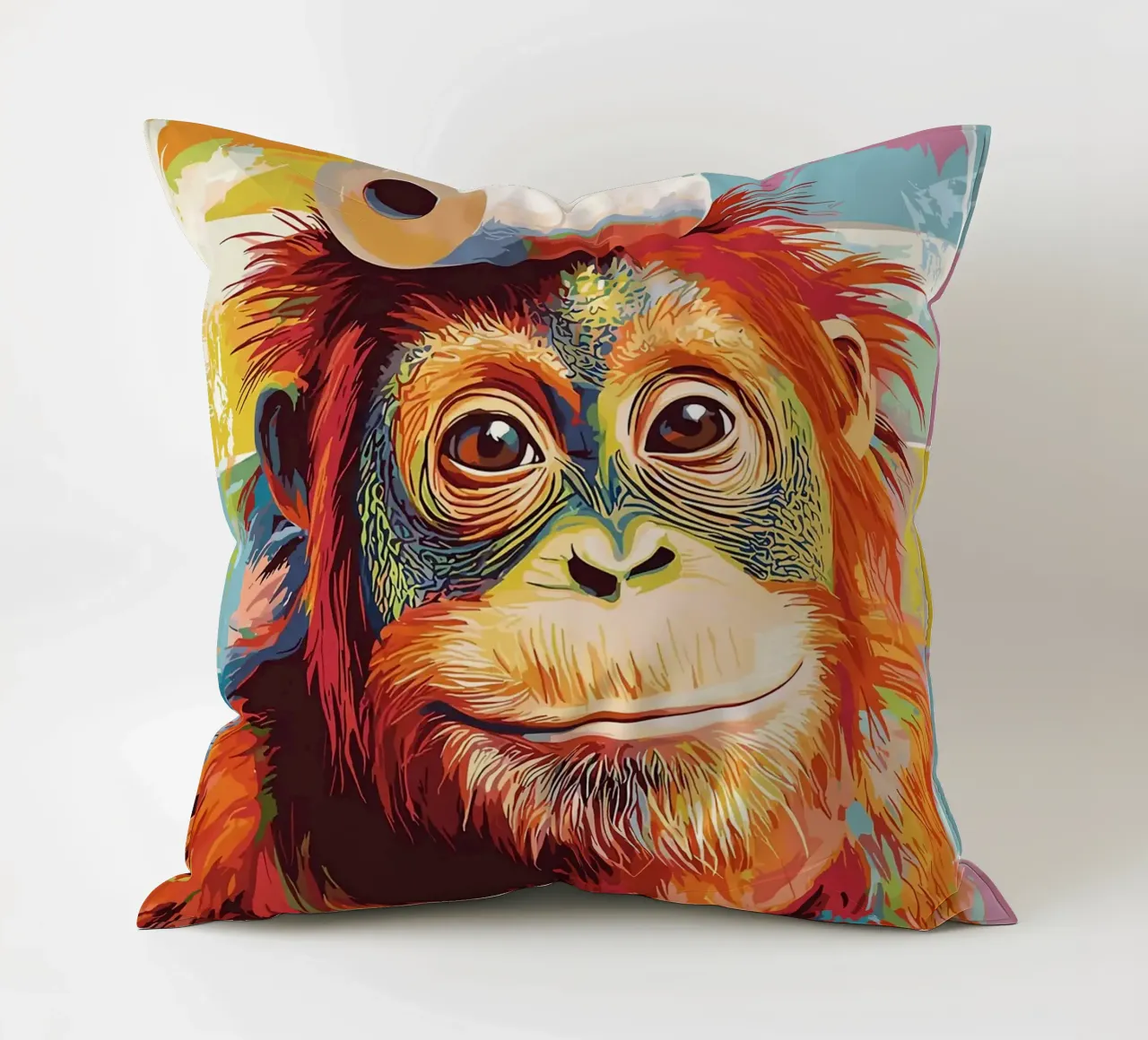 Orangutan con carta igienica sulla testa cuscino da JoyWalkerShop