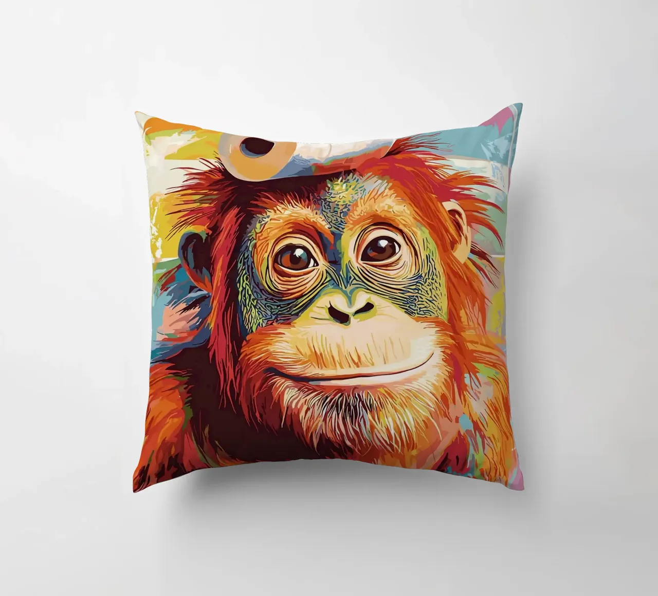 Orangutan con carta igienica sulla testa cuscino da JoyWalkerShop