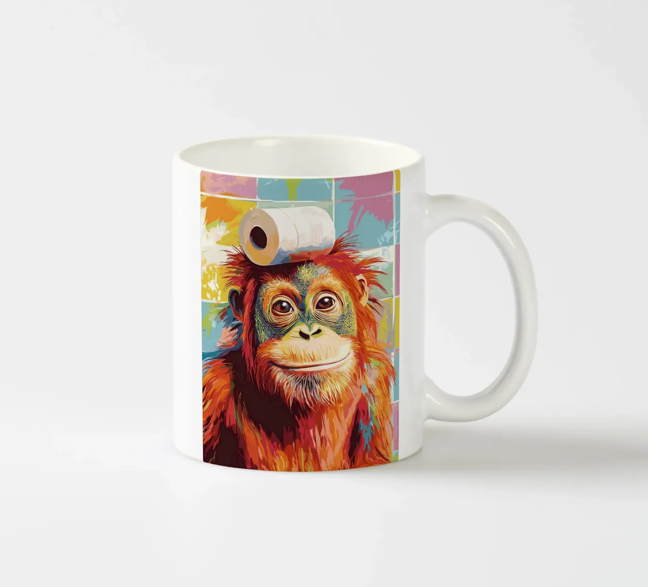Orangutan con carta igienica sulla testa tazza in ceramica da JoyWalkerShop