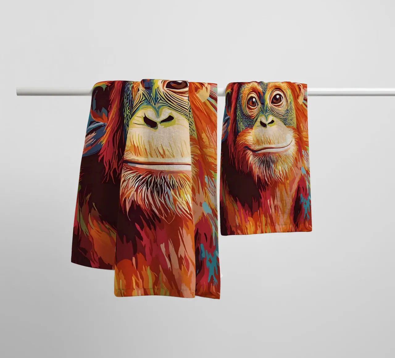 Orangutan con carta igienica sulla testa asciugamano da bagno da JoyWalkerShop