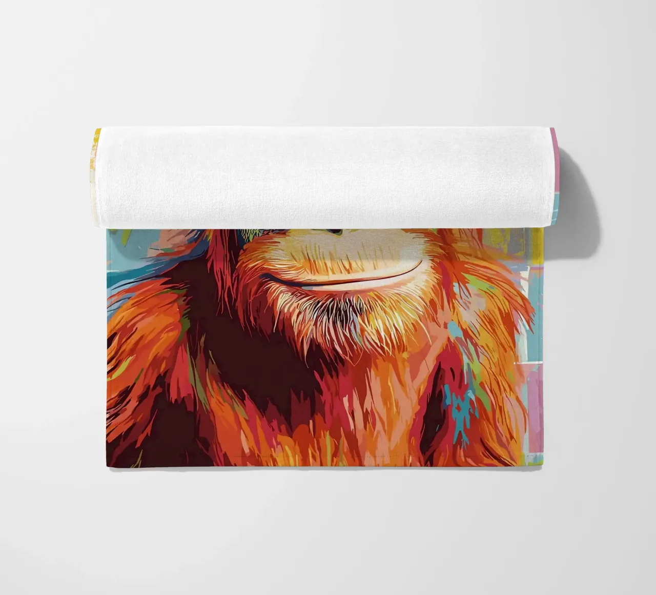 Orangutan con carta igienica sulla testa telo mare da JoyWalkerShop