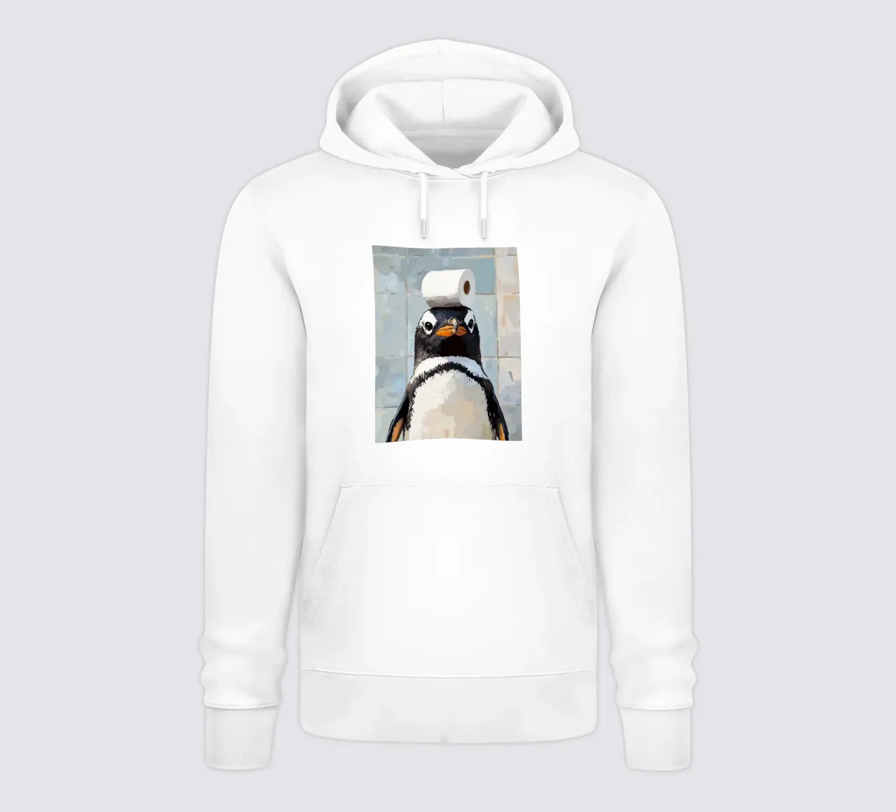 Pinguino con carta igienica sulla testa felpa con cappuccio da JoyWalkerShop