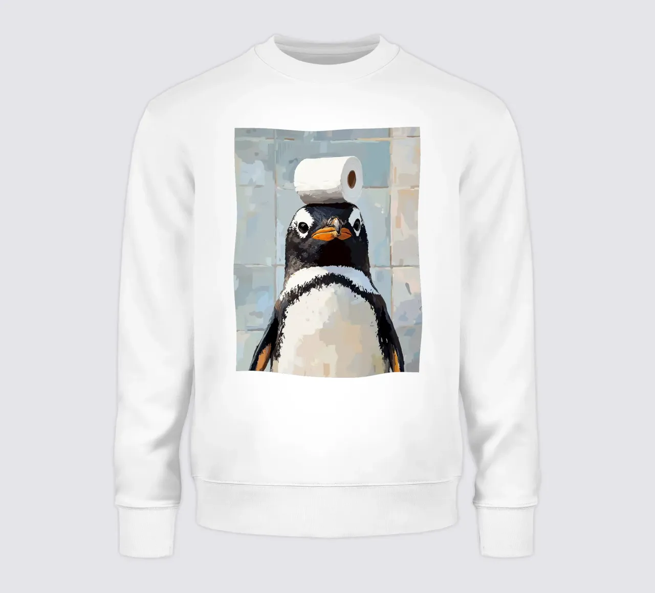 Pinguino con carta igienica sulla testa felpa da JoyWalkerShop