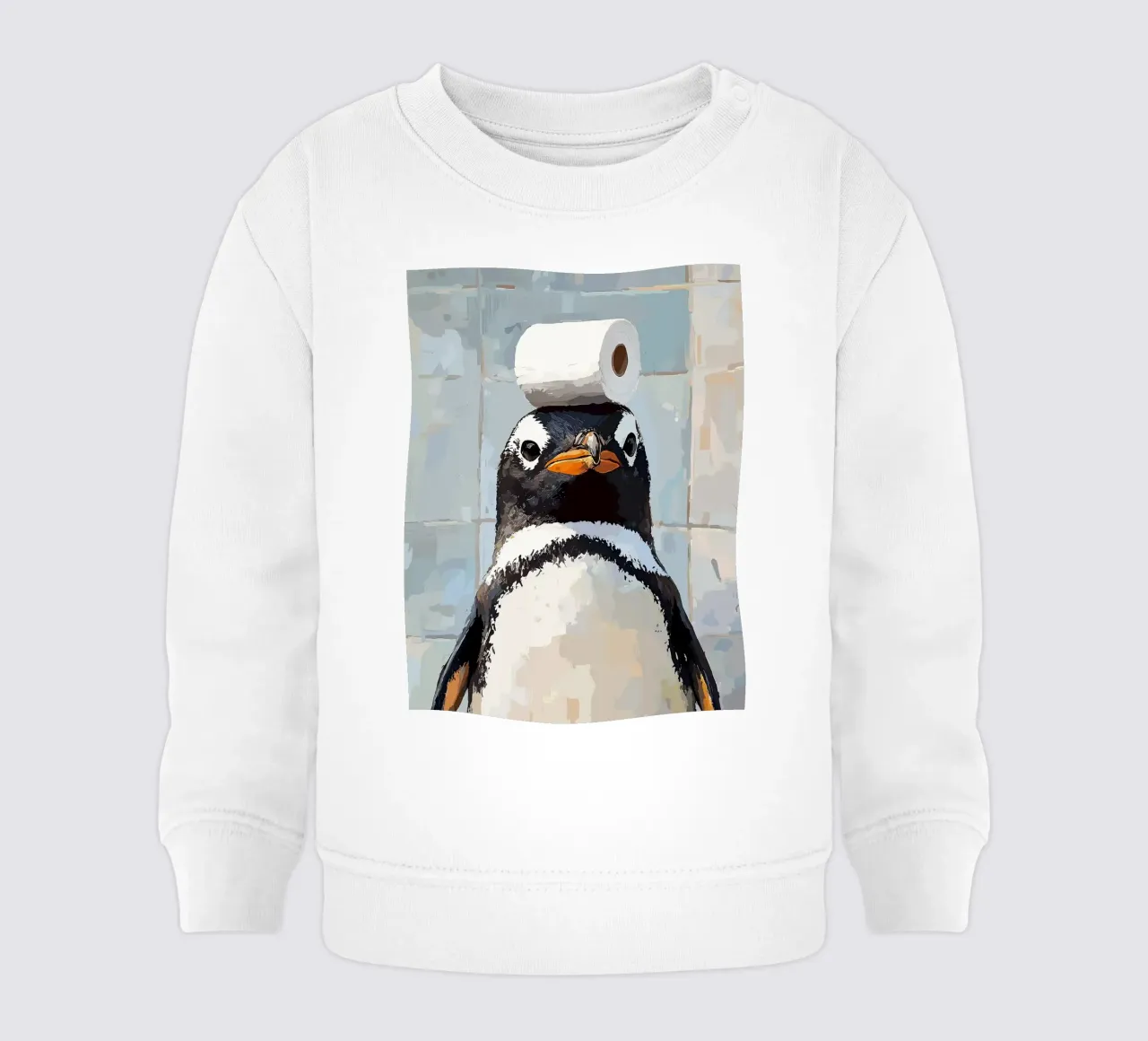 Pinguino con carta igienica sulla testa felpa neonato da JoyWalkerShop