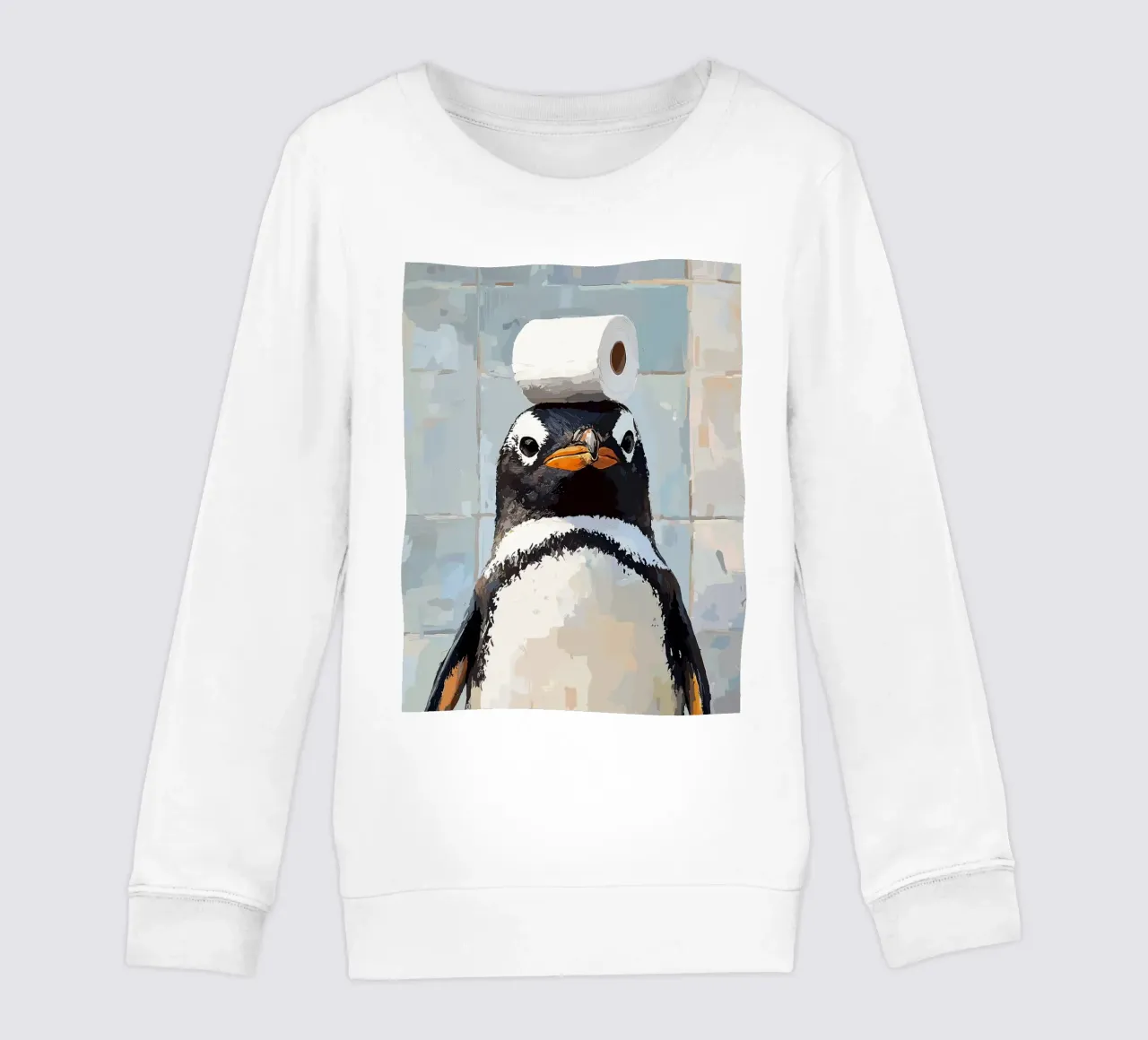 Pinguino con carta igienica sulla testa felpa bambino da JoyWalkerShop