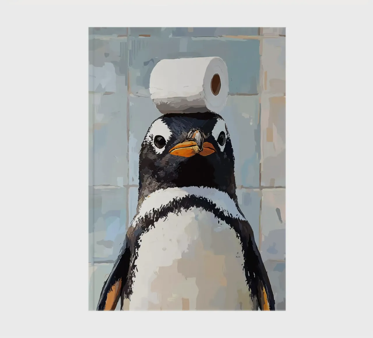 Penguin with Toilet Paper on Head notebook by JoyWalkerShop