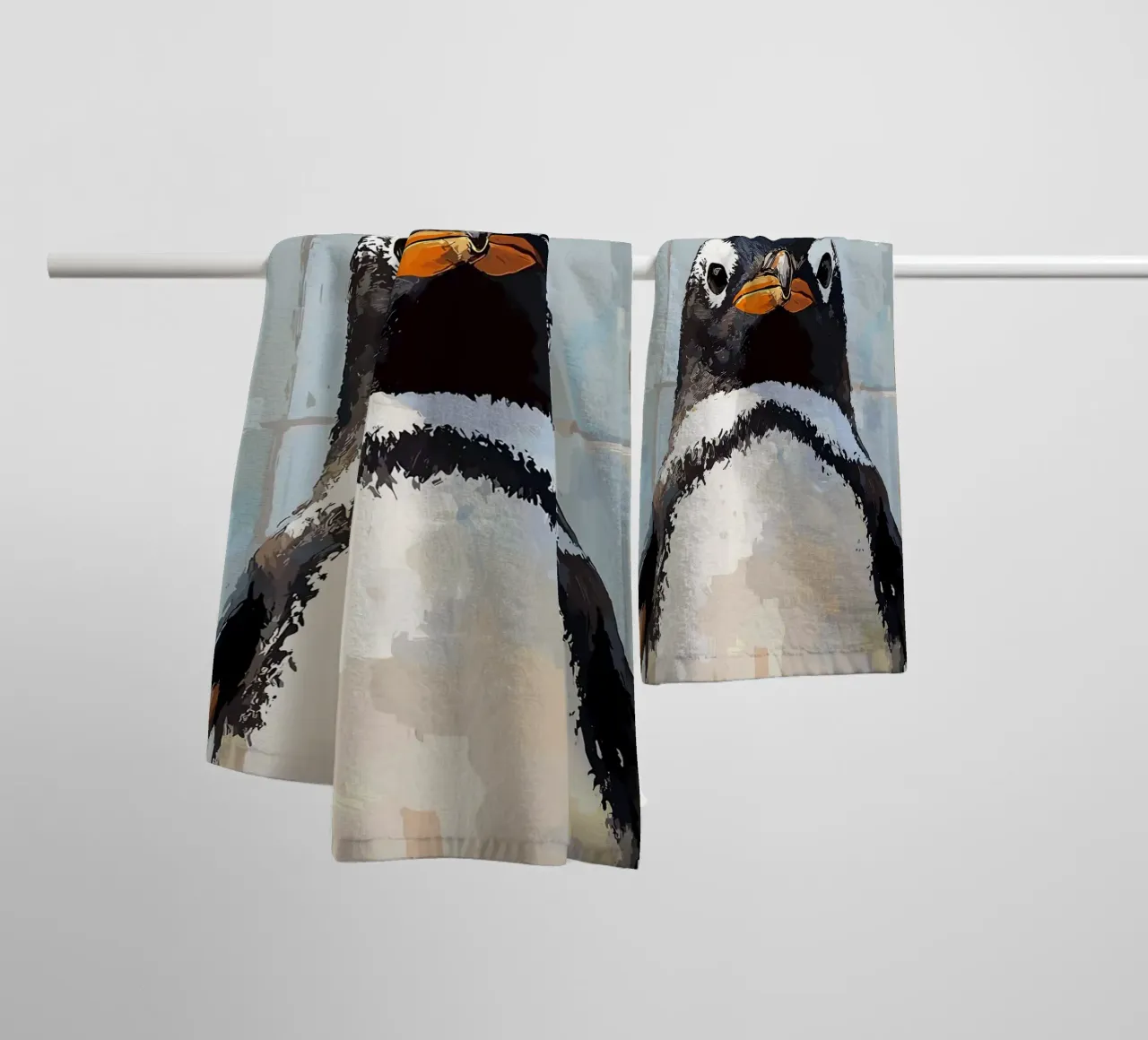Pinguino con carta igienica sulla testa asciugamano da bagno da JoyWalkerShop
