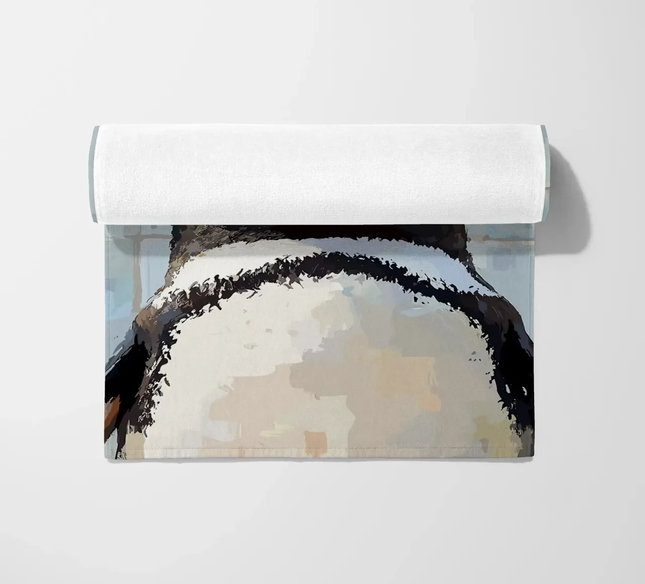 Pinguino con carta igienica sulla testa telo mare da JoyWalkerShop