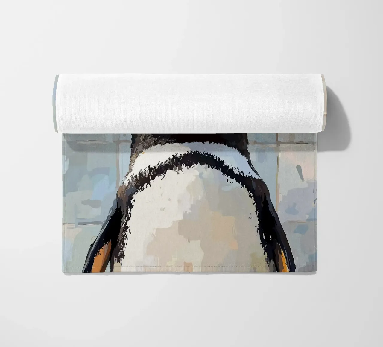 Pinguino con carta igienica sulla testa telo mare da JoyWalkerShop