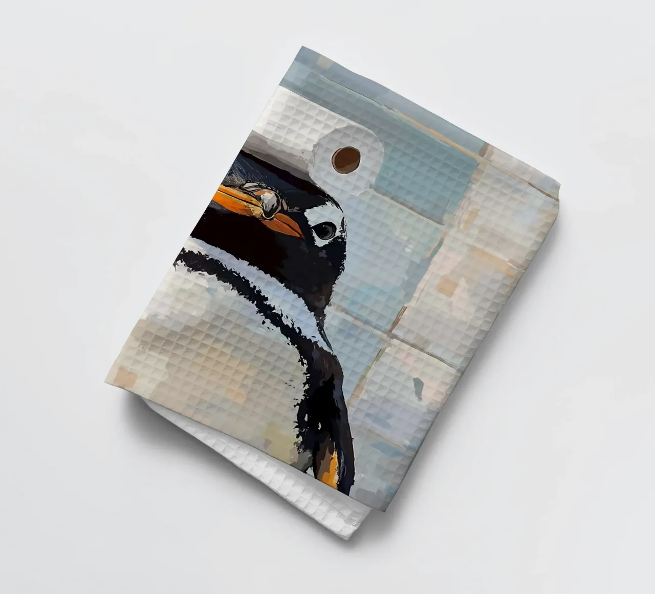 Pinguino con carta igienica sulla testa canovaccio da cucina da JoyWalkerShop