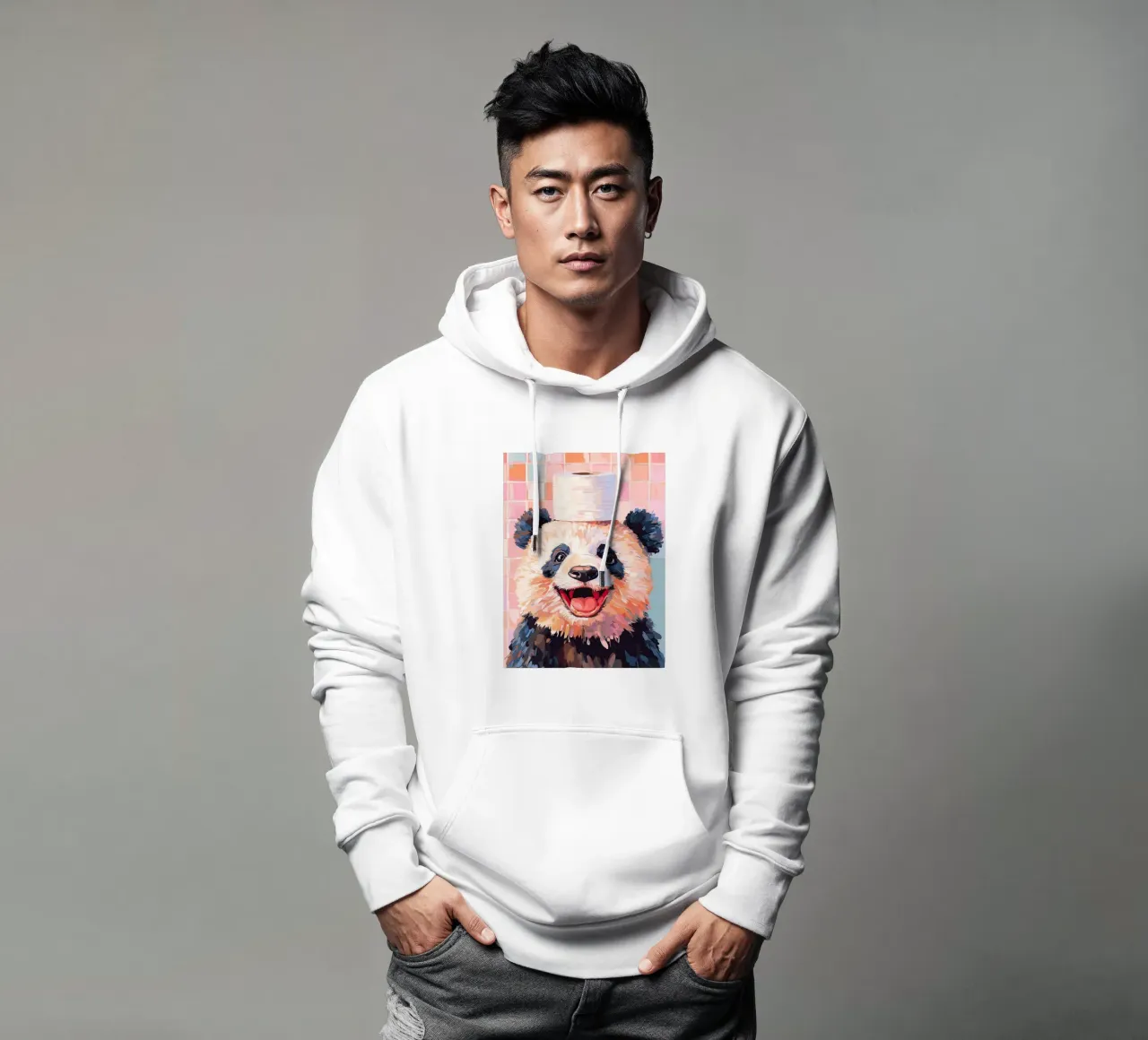 Panda con cappello di carta igienica felpa con cappuccio da JoyWalkerShop